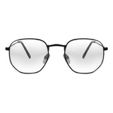 Óculos Hexagonal Armação Grau Vintage Preto