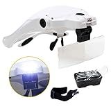 Óculos Lupa 5 Lentes Luz LED Cabeça Reparos Dentista Costura