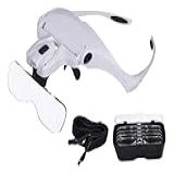 Óculos Lupa Com LED Recarregável- 5 Lentes De Aumento E Uso Mãos Livres- Perfeita Para Trabalhos Detalhados Como Joalheria- Eletrônica- Artesanato E Hobbies Que Exigem Precisão