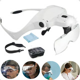Óculos Manothor Lupa Cabeça Eletrônica De Aumento Profissional 5 Lentes Luz Led Design Sobrancelha Extensionista De Cílios Esteticista Relojoeiro Ortopedista Manicure Dentista