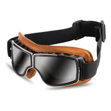 Óculos Motociclista Aviador Retro Vintage Capacete Custom Hd Armação Marron Claro Lente Prata