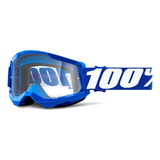 Óculos Motocross 100  Strata 2 Lente Anti Embaçante Trilha Cor Da Armação Blue Cor Da Lente Transparente Tamanho Único