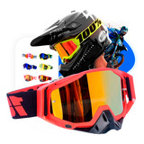 Óculos Motocross Enduro Trilha 100 Importado Lente Espelhada