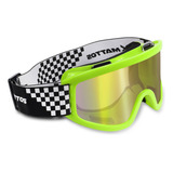 Oculos Motocross Mattos Amarelo Lente Espelhada Trilha Cross