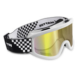 Oculos Motocross Mattos Branco Lente Espelhada Cross Ttrilha