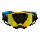 Óculos Motocross Off Road Antiembaçante Polarizado Jetcooler Armação Preto Lente Dourado Tamanho Ajustável