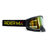 Óculos Motocross Rider Mx Premium Lente Espelhada Cor Da Armação Preto