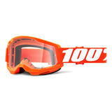 Óculos Motorcycle Bike 100 Strata 2 Goggle Laranja Clear
