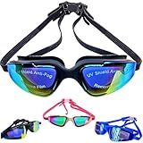 Oculos Natacao Adulto Juvenil Lente Espelhada Proteção UVA UVB Película AntI Embaçamento Piscina Mar Cor Rosa Azul Preto
