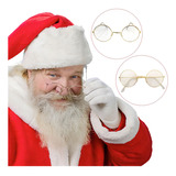 Óculos Papai Noel De Metal Dourado P Fantasia De Papai Noel