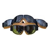 Óculos Para Capacete Aberto Aviador Moto Café Couro Clássico