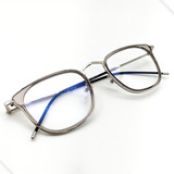 Óculos Retro Vintage Metal Descanso Anti Luz Azul Computador Cor Cinza Transparente Com Prata Tamanho Armação Sem Grau Premium