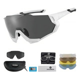 Óculos Rockbros Ciclismo Rb sp176 Com 5 Lentes Case Cor Da Armação Branco preto