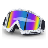Óculos Snowboard Esqui Kitesurf Motocross Jet Ski Espelhado Armação Branco Lente Violeta