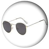ÓCULOS SOL VINTAGE REDONDO UV ANTI REFLEXO DOURADO C3417