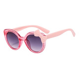 Óculos Solar Infantil Proteção Uv400 Retrô Gato Quadrado Cor Rosa Laço