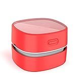 Odistar Aspirador De Pó De Mesa, Mini Varredor De Poeira De Mesa, Economia De Energia, Alta Resistência Até 400 Minutos, Design Sem Fio E Rotativo De 360º Para Limpeza De Cabelos, Migalhas, Teclado De Computador De Presente Infantil (carregamento Vermelho)