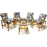 Oferta 4 Cadeiras Individuais Mesa Bambu Jardim Varanda