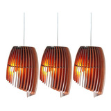 Oferta Kit 03 Pendentes Lustre Luminária Teto Mdf Envio 24h