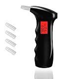 OGIFOAHC Bafômetro Testador De álcool Portátil Bafômetro Profissional Visor Digital LCD Desligamento Automático Alarme Sonoro Preto Com 5 Bocais