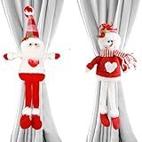 Ogrmar 2 Peças De Fivela De Amarração De Cortina De Natal Sr Boneco De Neve E Papai Noel Suporte De Amarração De Cortina Decorações De Janela De Natal Prendedores De Cortina Fivelas De Fixação