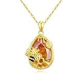 OHAYOO Colar Feminino Com Pingente De Abelha De Prata Esterlina 925 Banhado A Ouro 14 K Com Zorconia Cúbica De Ouro Joia De Abelha Para Aniversário De Aniversário Prata Esterlina 