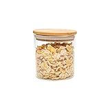 Oikos - Pote De Vidro 500ml Com Tampa De Bambu Hermético Redondo Flat