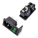 Oiyagai 5 Peças IEC320 C14 Conector De Módulo De Entrada Macho Tomada Com Interruptor AC 250V 10A Verde 