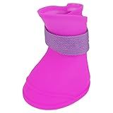 OKJHFD 4 Pacote De Silicone Pet Dog Botas Impermeáveis E Antiderrapantes Botas De Chuva Protetoras Sapatos Jelly Botas De Chuva Para Cachorros L Roxo 
