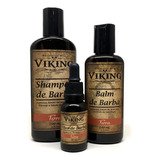 Óleo De Barba Kit Original Viking Shampo  Balm Linha Terra