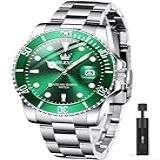 OLEVS Relógio Masculino Luxo Negócios Com Cronógrafo à Prova D água De Aço Inoxidável Relógio E Quartzo Para Homens Data Automática Relógios De Pulso Masculinos Verde Prateado 5885
