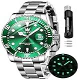 Olevs Relógios Masculinos De Quartzo, Moderno, Negócios, à Prova D'água, Analógico, Inoxidável, Data, Semana, Diamante, Luminoso, Relógio Masculino, Verde-5885-2, Clássico