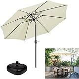 Ombrelone 3 Metros Para Piscina Com Base Plástica Preta De Manivela Articulado Maresias Bege AMZ