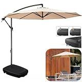 Ombrelone 3 Metros Para Piscina Lateral Suspenso Kauai Bege Com Base Plástica 55L AMZ