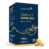 Ômega 3 Super Dha 1000mg epa 400mg 120 Caps Puravida Sabor Sem Sabor