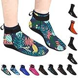 OMGear Meias Aquáticas De Neoprene Botas De Praia 3 Mm Coladas Costuradas Antiderrapantes Meias De Natação Corte Baixo De 3 Mm Folha P Masculino 36 7 Feminino 6 8 