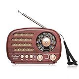 Oncheer Alto Falante Bluetooth Retrô Rádio Vintage Portátil FM AM SW Estilo Clássico Antigo Antena Ajustável Alimentado Por Bateria Recarregável E Carregamento USB Suporta Cartão TF USB Mp3
