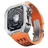 ONECMN Pulseira De Caixa De Relógio Para Apple Watch Case Band 44mm 45mm Acessórios De Pulseira De Armação De Metal Para IWatch Série 8 7 6 5 SE Substituir Com Ferramenta Cor Laranja Tamanho 