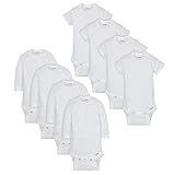 Onesies Brand Pacote Com 8 Bodies De Manga Curta Unissex Para Bebês- Manga Curta E Longa Branca- 3-6 Meses