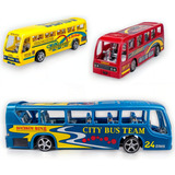Ônibus 3 Unidades Brinquedo Mini Bus Veículo Movido Fricção