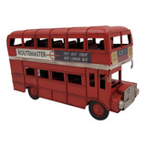 Ônibus Decorativo London Retrô Metal Vintage Vermelho