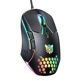 ONIKUMA GAMING Mouse Para Jogos Com Fio Luz RGB Colorida 3600 DPI 4 Níveis Ajustáveis Mouse Ergonômico USB Para Computador Laptop Mouse óptico De 7 Botões Uso Da Mão Direita Ou Esquerda Preto