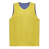ONLYKXY Colete De Treinamento Azul Amarelo Jérsei Macio Poliéster Dupla Face Colete Para Futebol Basquete Trem Esportes Uniformes Azul Amarelo G