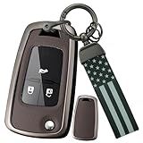 Ontto Capa De Chave De Carro Compatível Com Buick Flip Chaveiro Dobrável De Metal E Couro Para Chaveiros Apto Para Chevrolet Camaro Cruze Equinox Impala Malibu Sonic Aveo 2010 2019 Marrom Com