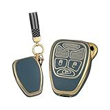 Ontto Capa De Chaveiro Adequada Para Jeep Commander Compass Grand Cherokee Patriot Wrangler 2007 2012 Capa De Chave TPU Adequada Para Chrysler Botão De Tronco Cinza M