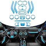 Opall Conjunto Completo De 18 Peças Kit De Acabamento De Decoração De Interiores Volante E Console Central Acabamento De Saída De Ar Capa De Maçaneta Interna Para Jeep Wrangler 2011 2018 2 Portas