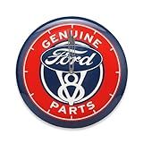 Open Road Brands Relógio De Parede De Metal Em Relevo Redondo Ford V8 Peças Genuínas Relógio Ford Vintage Para Garagem Loja Ou Caverna Masculina