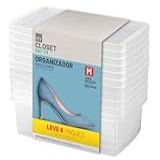 Ordene - Conjunto De 6 Caixas Plástica Média Para Sapato De Tamanho 35 à 38- Cor Cristal- Linha My Closet