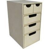Organizador 5 Gavetas Gaveteiro Multiuso De Mesa Mdf Cru