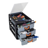 Organizador Caixa Gaveteiro 7080 Multiuso 3 Gavetas Pequeno